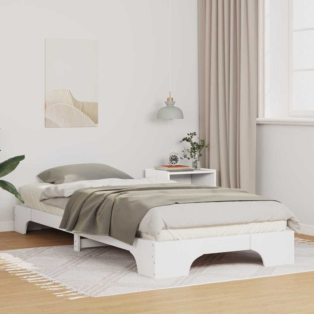 Bed Frame White 90 x 210 cm Solid Pine Wood