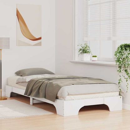 Bed Frame White 90 x 210 cm Solid Pine Wood