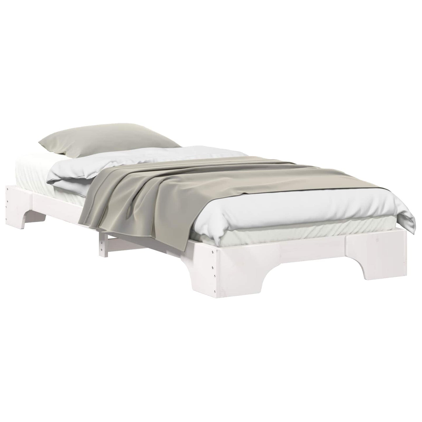 Bed Frame White 90 x 210 cm Solid Pine Wood