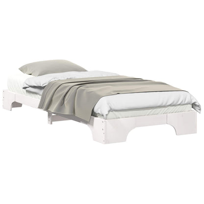 Bed Frame White 90 x 210 cm Solid Pine Wood