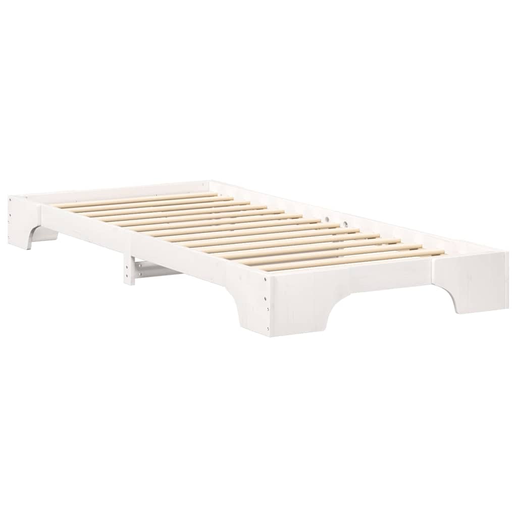 Bed Frame White 90 x 210 cm Solid Pine Wood