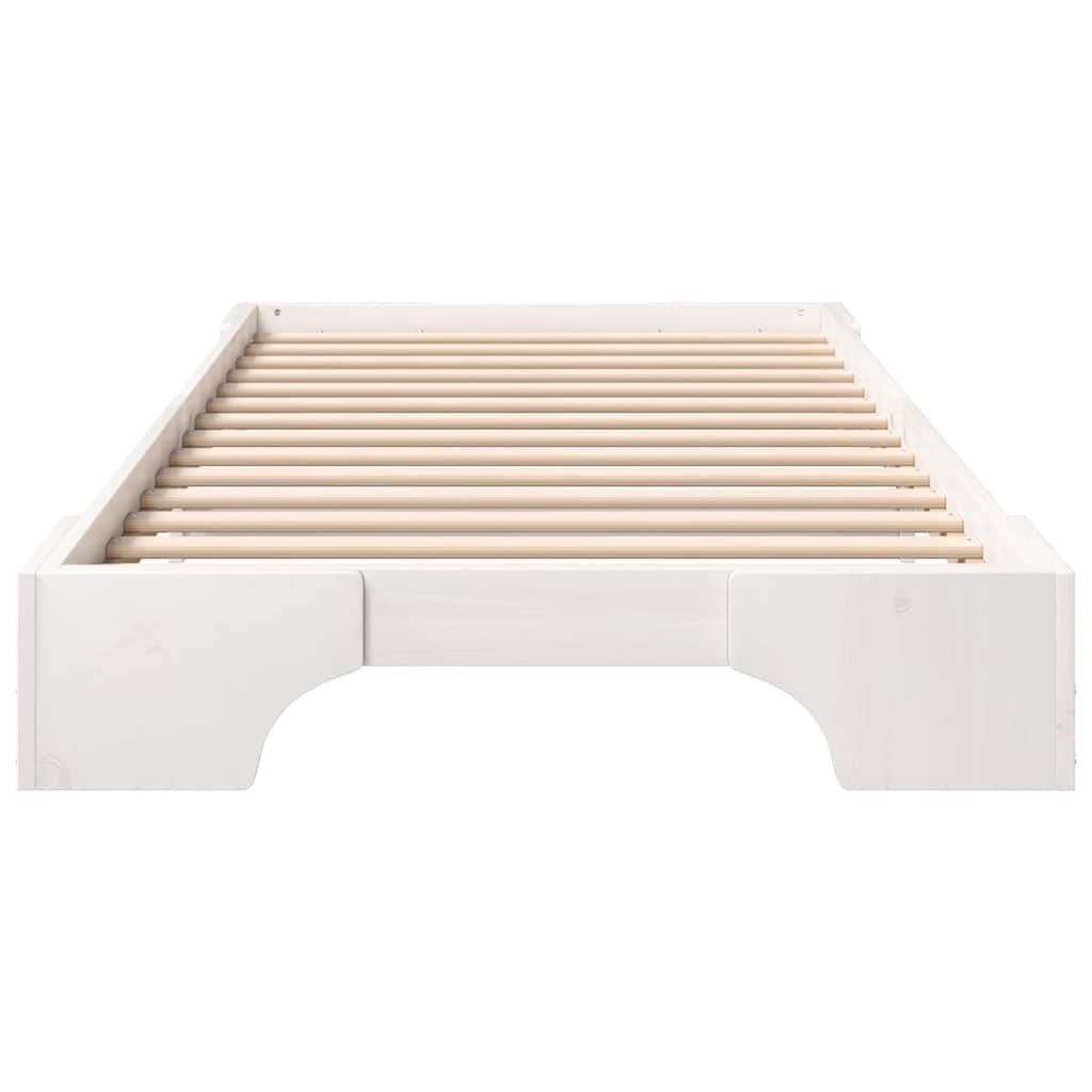 Bed Frame White 90 x 210 cm Solid Pine Wood