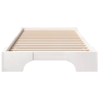Bed Frame White 90 x 210 cm Solid Pine Wood