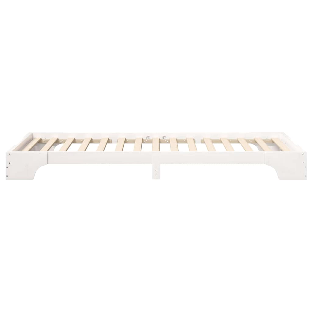 Bed Frame White 90 x 210 cm Solid Pine Wood