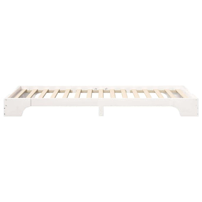 Bed Frame White 90 x 210 cm Solid Pine Wood