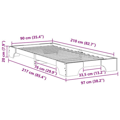 Bed Frame White 90 x 210 cm Solid Pine Wood