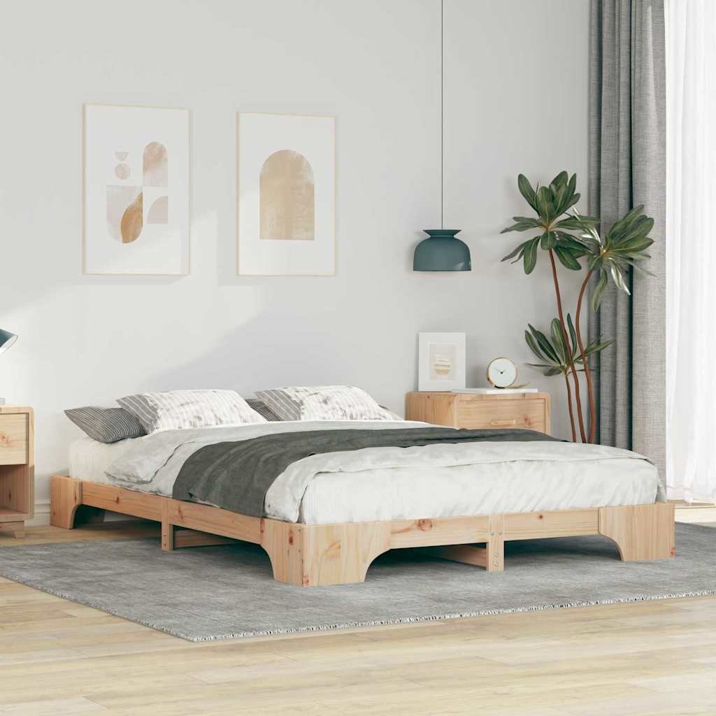 Bed Frame Brown 140 x 210 cm Solid Pine Wood