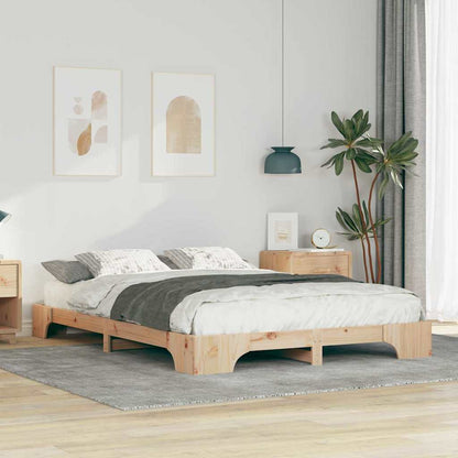 Bed Frame Brown 140 x 210 cm Solid Pine Wood