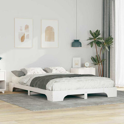 Bed Frame White 140 x 210 cm Solid Pine Wood