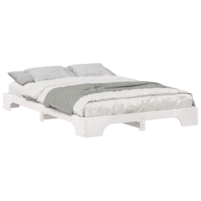 Bed Frame White 140 x 210 cm Solid Pine Wood
