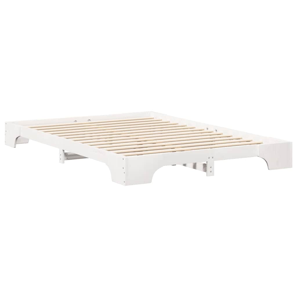 Bed Frame White 140 x 210 cm Solid Pine Wood