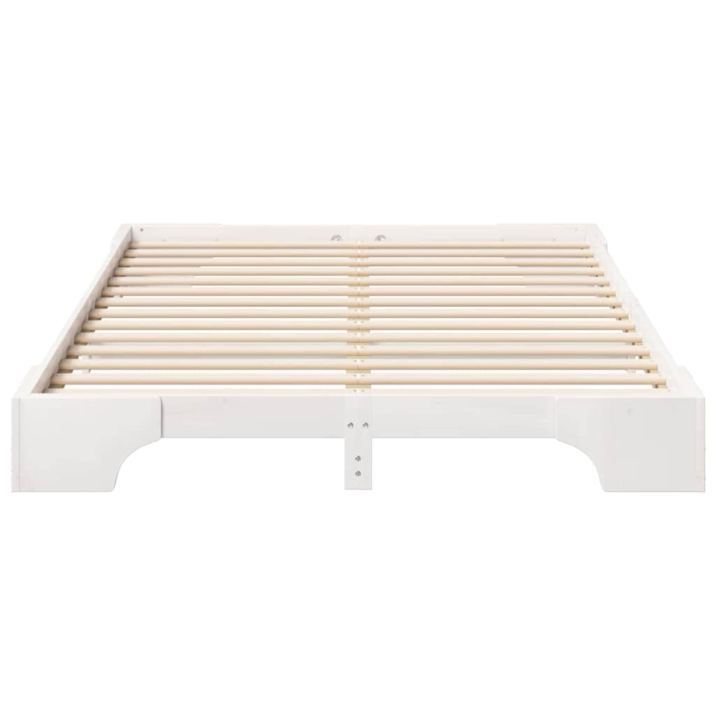 Bed Frame White 140 x 210 cm Solid Pine Wood