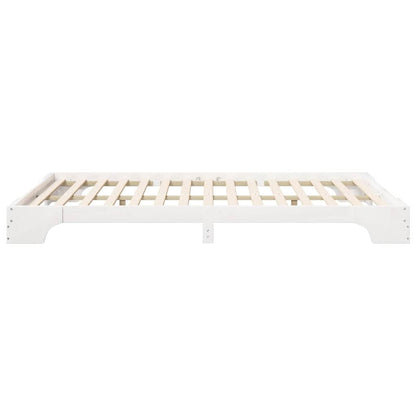 Bed Frame White 140 x 210 cm Solid Pine Wood