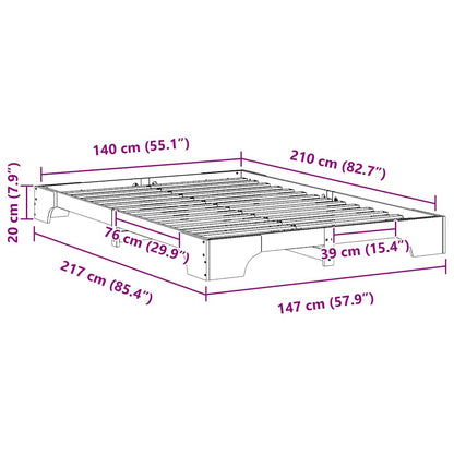 Bed Frame White 140 x 210 cm Solid Pine Wood