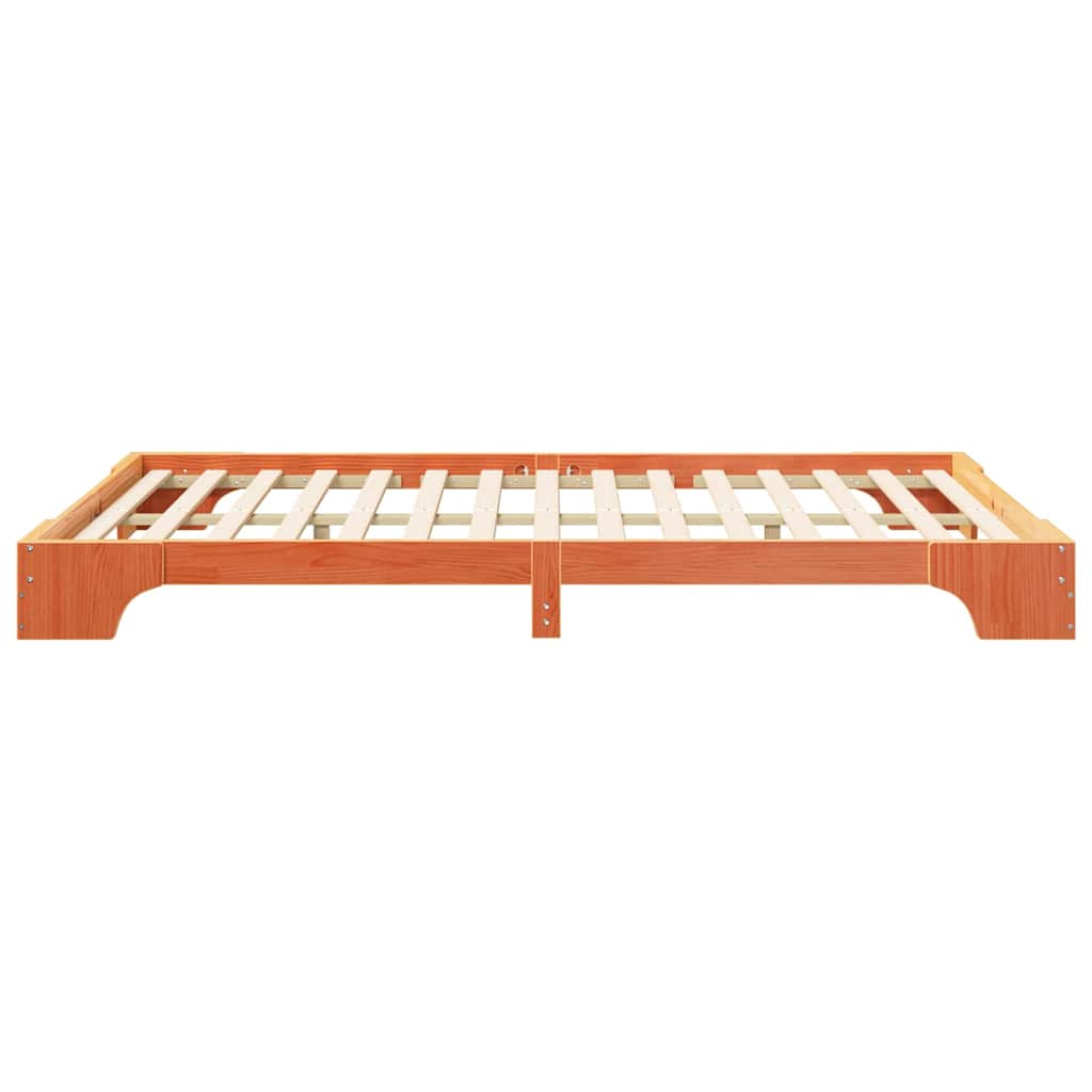 Bed Frame Brown 140 x 210 cm Solid Pine Wood
