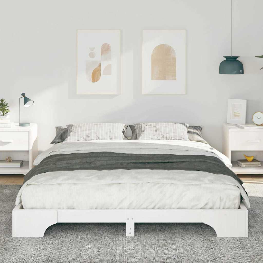 Bed Frame White 160 x 210 cm Solid Pine Wood