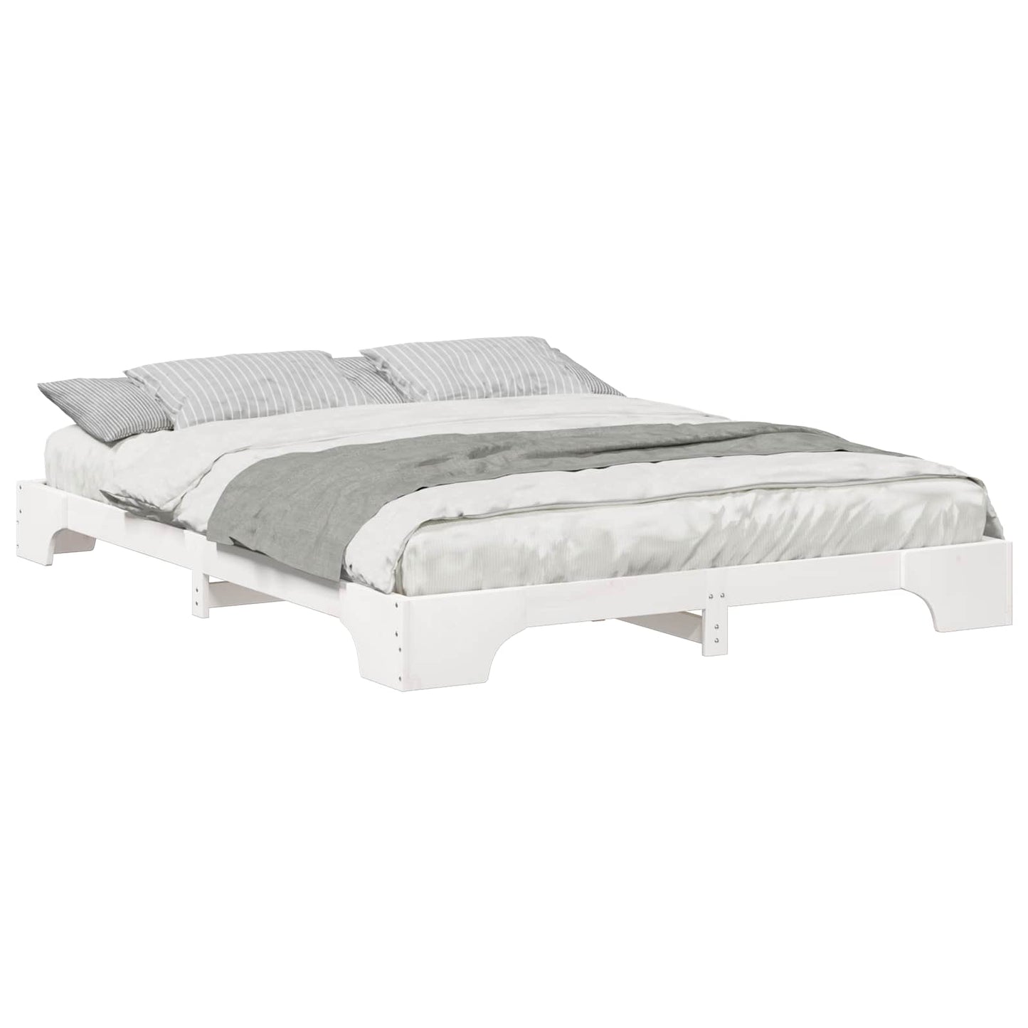 Bed Frame White 160 x 210 cm Solid Pine Wood