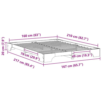 Bed Frame White 160 x 210 cm Solid Pine Wood