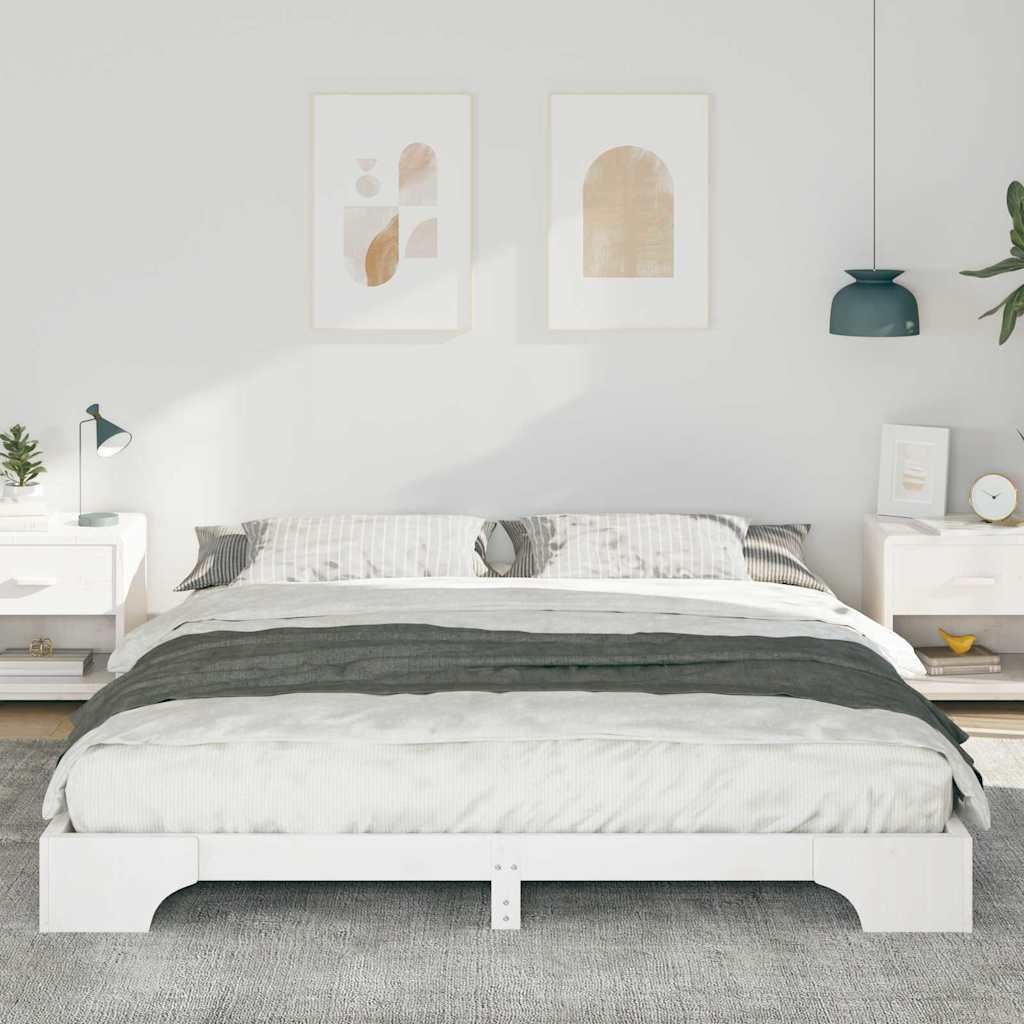 Bed Frame White 180 x 210 cm Solid Pine Wood