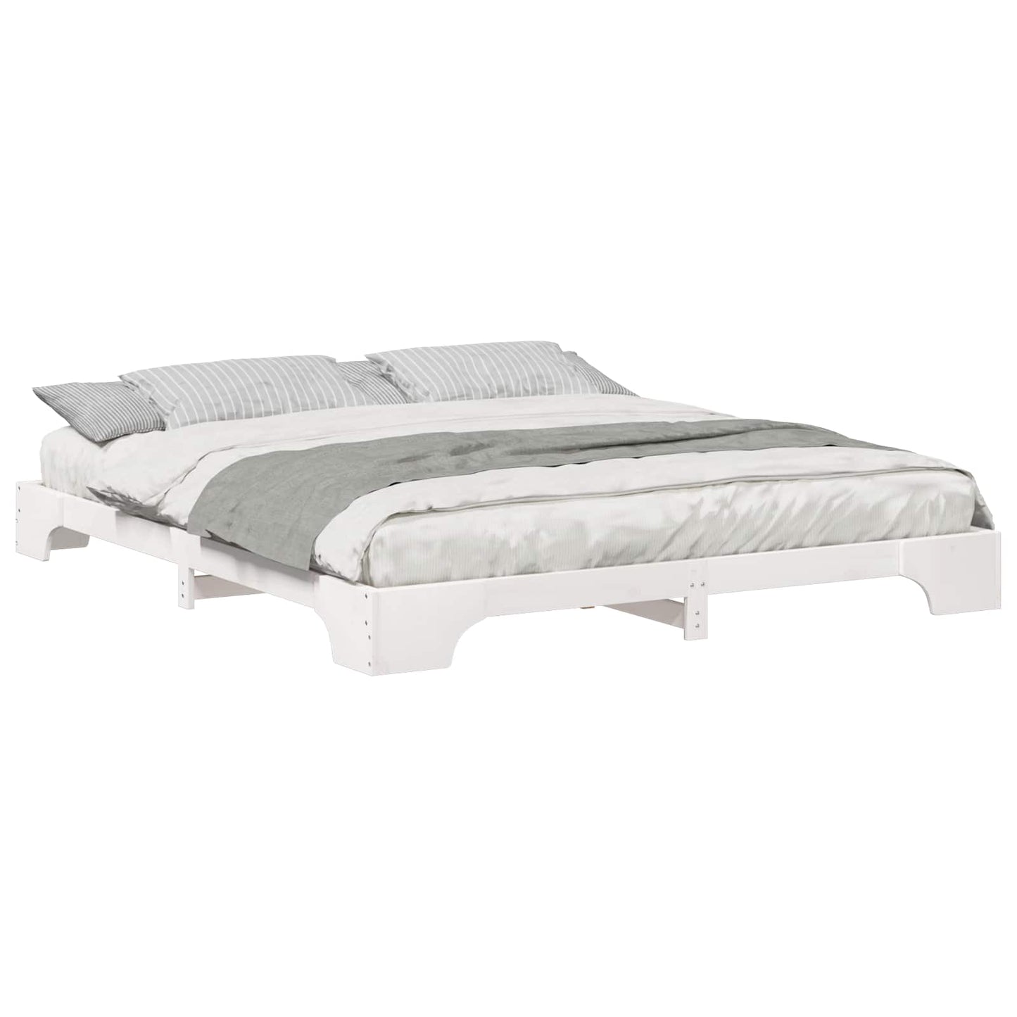 Bed Frame White 180 x 210 cm Solid Pine Wood