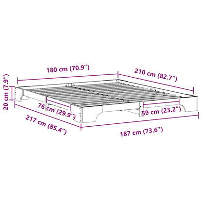 Bed Frame White 180 x 210 cm Solid Pine Wood