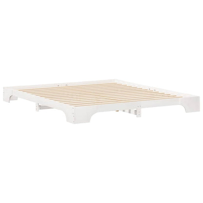 Bed Frame White 200 x 210 cm Solid Pine Wood