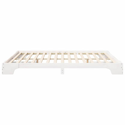 Bed Frame White 200 x 210 cm Solid Pine Wood