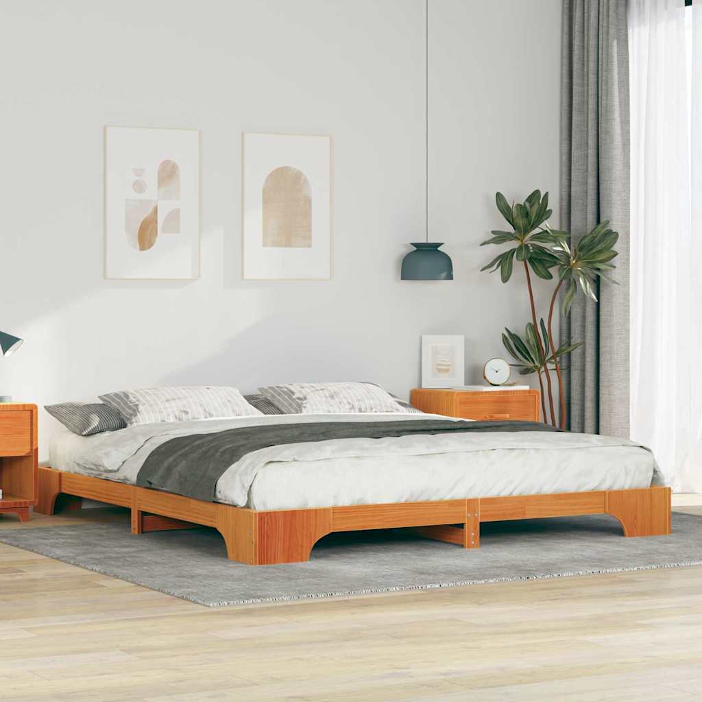 Bed Frame Brown 200 x 210 cm Solid Pine Wood