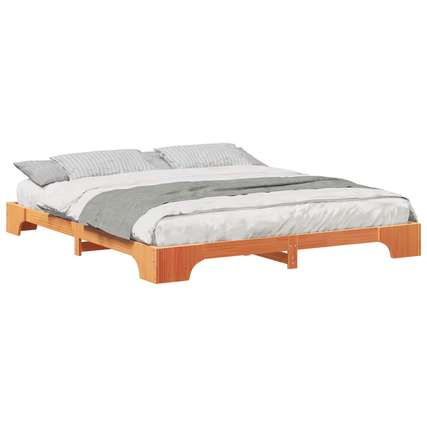 Bed Frame Brown 200 x 210 cm Solid Pine Wood