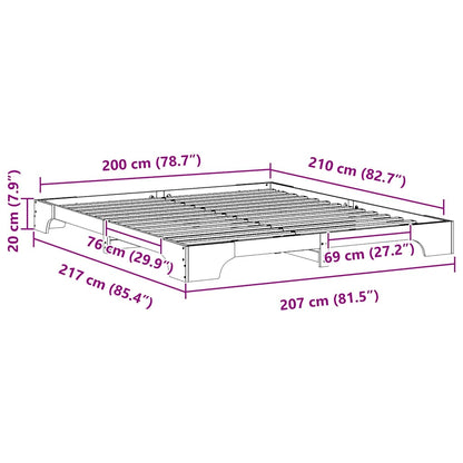 Bed Frame Brown 200 x 210 cm Solid Pine Wood