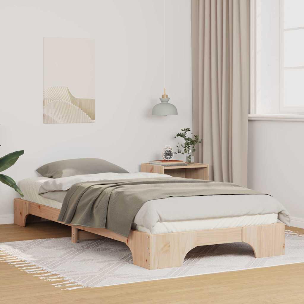 Bed Frame Brown 100 x 220 cm Solid Pine Wood