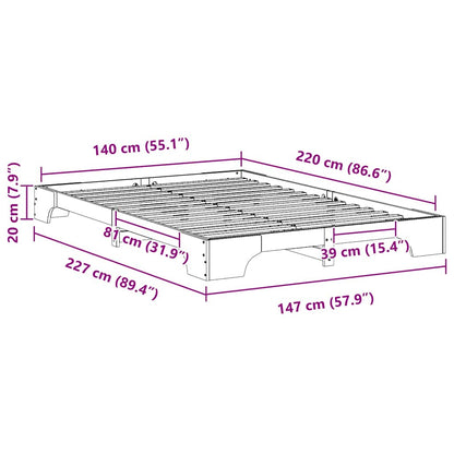 Bed Frame White 140 x 220 cm Solid Pine Wood