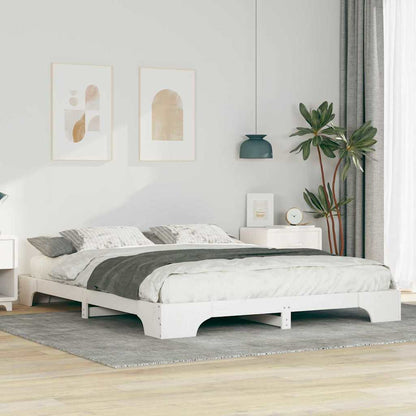 Bed Frame White 160 x 220 cm Solid Pine Wood
