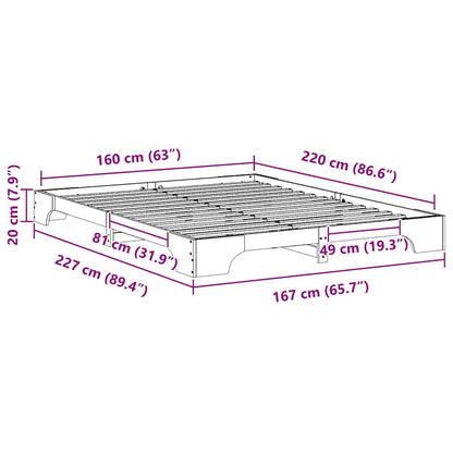 Bed Frame White 160 x 220 cm Solid Pine Wood