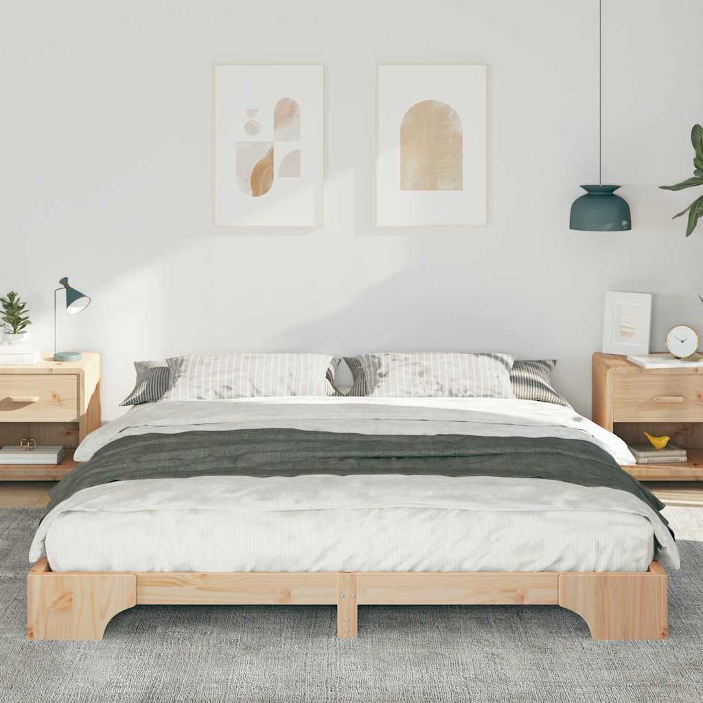 Bed Frame Brown 180 x 220 cm Solid Pine Wood