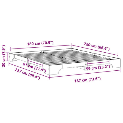 Bed Frame Brown 180 x 220 cm Solid Pine Wood