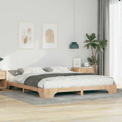 Bed Frame Brown 200 x 220 cm Solid Pine Wood