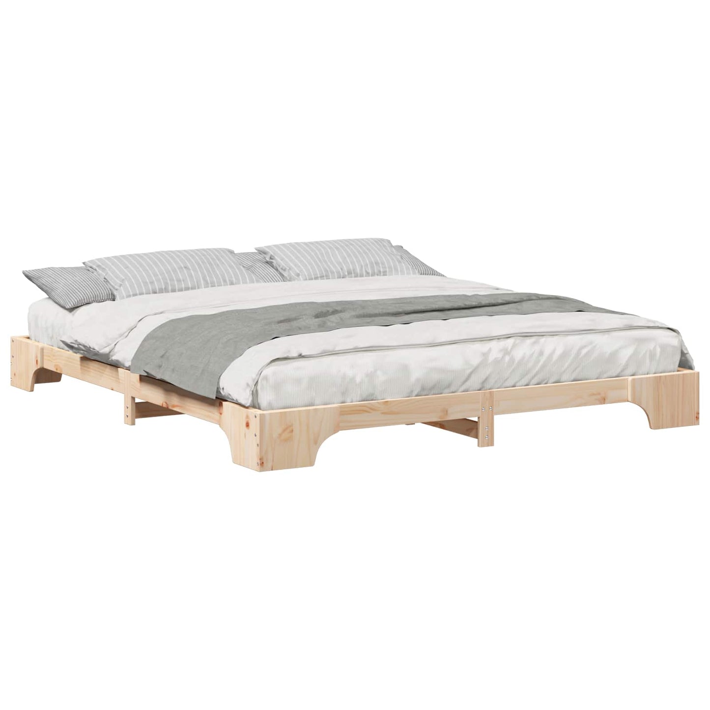 Bed Frame Brown 200 x 220 cm Solid Pine Wood