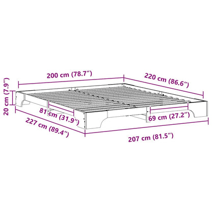 Bed Frame White 200 x 220 cm Solid Pine Wood