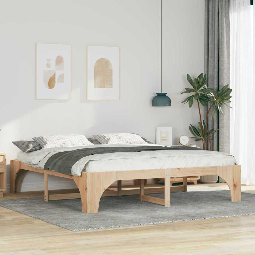 Bed Frame Brown 200 x 200 cm Solid Pine Wood