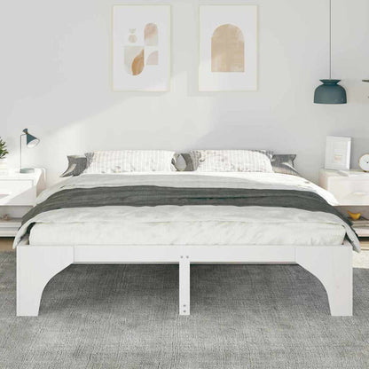 Bed Frame White 200 x 200 cm Solid Pine Wood