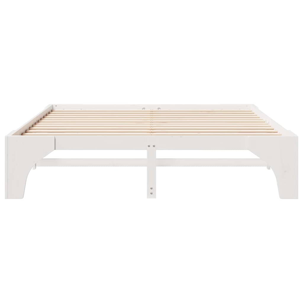Bed Frame White 200 x 200 cm Solid Pine Wood