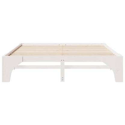 Bed Frame White 200 x 200 cm Solid Pine Wood