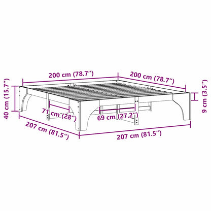 Bed Frame White 200 x 200 cm Solid Pine Wood
