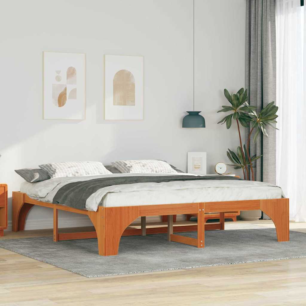 Bed Frame Brown 200 x 200 cm Solid Pine Wood