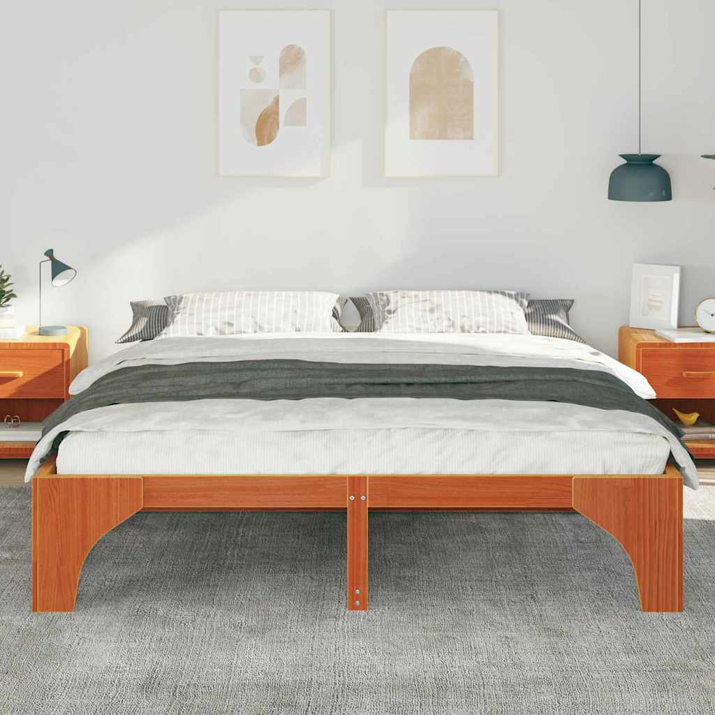 Bed Frame Brown 200 x 200 cm Solid Pine Wood