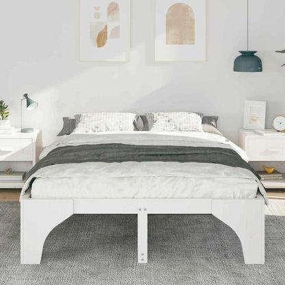Bed Frame White 150 x 200 cm Solid Pine Wood