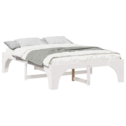 Bed Frame White 150 x 200 cm Solid Pine Wood