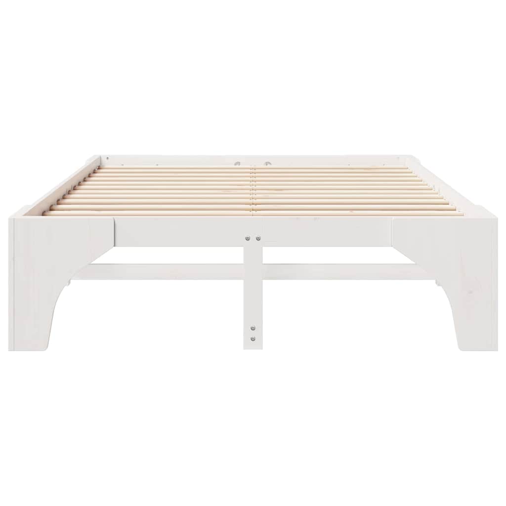 Bed Frame White 150 x 200 cm Solid Pine Wood