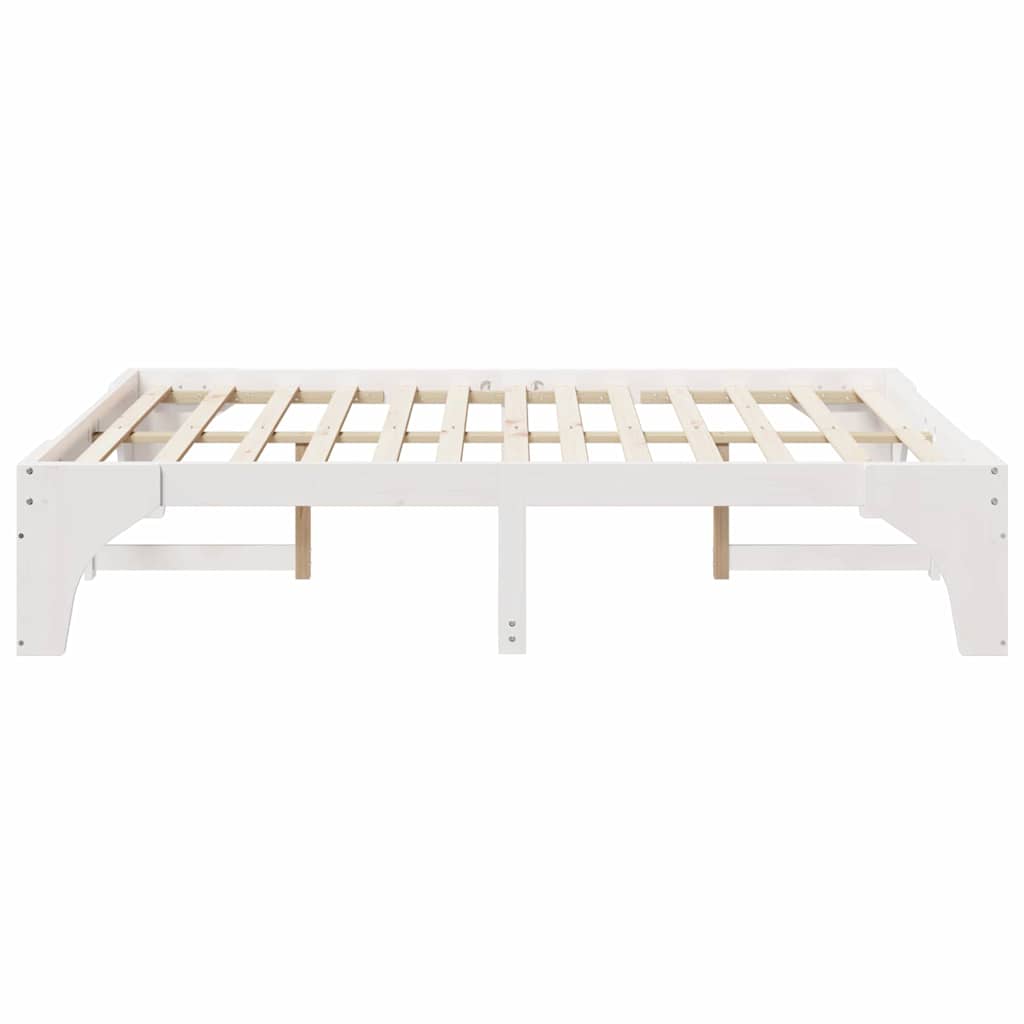 Bed Frame White 150 x 200 cm Solid Pine Wood